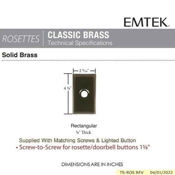 Emtek 2403 Brass Rectangular Door Bell Cover